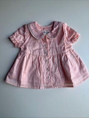 Amazon Essentials Pink Button-Front Baby Dress with Peter Pan Collar